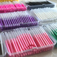 100 Pcs/Box I-type push pull interdental brush 0.6-1.5Mm Cleaning Between Teeth Oral Care Orthodontic I Shape Tooth Floss