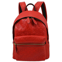 COACH Charter Backpack 24 滿版C LOGO雙肩拉鍊後背包(紅)