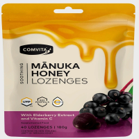 【Comvita 康維他】麥蘆卡蜂蜜潤喉糖接骨木莓口味(40粒家庭包)