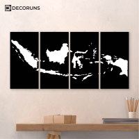 Decoruns 4 pcs Hiasan Dinding Kamar Tidur Dekorasi Rumah Pajangan Kamar Peta Indonesia Hitam 60x30cm