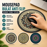 Mousepad Tatakan Mouse Bulat Bundar Anti Slip Motif Vintage Turkish Bohemian Round Computer 3D Carpe