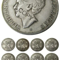 Netherlands,A Set Of(1929-1943) 10pcs 2 1/2 Gulden Wilhelmina Silver Plated Copy Decorative Coin