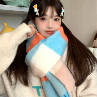 韓系復古格子圍巾女冬季2023新款韓版日系加厚保暖學生情侶款圍脖