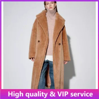 Top Quality Max Coat for Women,62% Alpaca 26% Wool 12% Silk,Winter Long Teddy Coat Jacket for Women,High-end Mara Coat for Women
