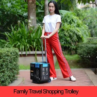 Portable Folding Trolley Mini Rolling Shopping luggage carts Storage bag For Family Travel shopping