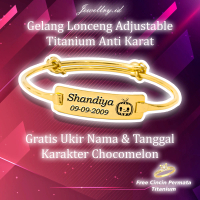 Trending ! Gelang Kesehatan Ukir Nama Titanium Lapis Emas 8K Anti Karat Bisa Untuk Bayi Sampai Dewas