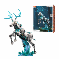 Leap of the White Stag Cyberpunk Mech Deer Building Blocks - LED Light Up Model Kit with Opening Coc