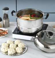 湯鍋 小蒸鍋不銹鋼家用加厚單層大容量湯鍋多用蒸饅頭電磁爐煤氣灶鍋具