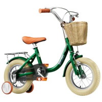 Bicycle for Children Boys 3-6-7-8 Years Old Baby Carbon Steel Frame Bicycles Little Girl Retro Bike with Auxiliary Wheel