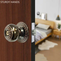 Spherical Indoor Door Handle Lockset Stainless Steel Bedroom Door Lock with Key Bathroom Single Tongue Mute Lock Home Hardware