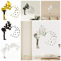 1 SET DIY Home Decoration Modern Style Self-adhesive Mural Art Ceiling Ornament Mirror Wall Sticker 3D Fairy Star Decals