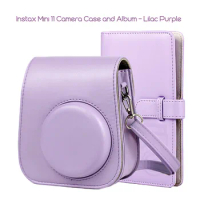 Instax Mini11 Accessories, PU Leather Bag Case with Shoulder Strap + 96 Pockets Photo Album for Fujifilm Instax Mini 11 Cameras