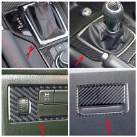 คาร์บอนไฟเบอร์รถประตูเกียร์เปลี่ยนแผงควบคุมกลางตกแต่งปกตัดสติกเกอร์สำหรับมาสด้า3 A Xela รถอุปกรณ์ตกแต่งภายใน