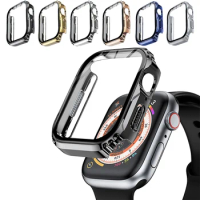 Case for Apple Watch 45mm 41mm 40mm 44mm HD Tempered Glass Screen Protector Hard PC Protective Cover iWatch Serie 9 8 7 6 5 4 se