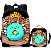 Axie Infinity Backpack Boys Girls School Backpack with Lunch Box Kids Game Cartoon Travel Schoolbags and Cooler Bag Suit