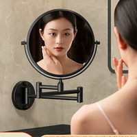 免打孔化妝鏡浴室壁掛伸縮美容鏡衛生間酒店雙面折疊放大鏡子廁所