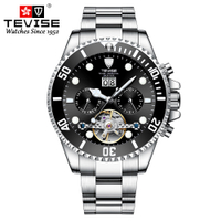 ประเทศสวิตเซอร์แลนด์ TEVISE นาฬิกา Submariner สไตล์ TikTok นาฬิกาอัตโนมัติสำหรับผู้ชาย นาฬิกาแฟชั่น 