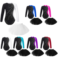 Bộ đồ thể thao bé gái Yartina lấp lánh đính đá, tay dài; bộ bodysuit tập gym/trượt băng và jumpsuit