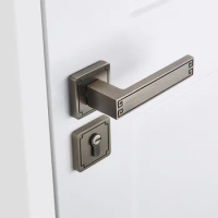 New Chinese Aluminum Alloy Door Lock Bedroom Wooden Door Handle Lock Home Silent Security Lockset High Quality Indoor Hardware