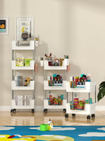 小推車置物架落地家用零食收納簡易多層帶輪兒童玩具收納移動書架