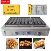 XEOLEO Commercial 54 Holes Fish Ball Baking Machine 6000W Takoyaki Maker Octopus Fish Ball Machine Non-Stick Coating