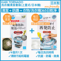 KABI TORNADO 【★洗衣機365日乾淨★每4個月定期清潔+每日抗菌防霉除臭★】[2件套裝] 洗衣機清潔劑＋防復發洗衣機清潔錠 #上置式/日本機 2pcs Set