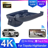 For Toyota Highlander 3rd 4th Gen (XU50 XU70) 2020-2023 Front and Rear 4K Dash Cam for Car Camera Recorder Dashcam WIFI Car Dvr