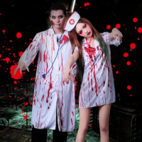 White Bloody New Version Halloween High Quality Soft Horror Bloody Nurse Costume Zombie Adult Female Doctor Clothing Couple