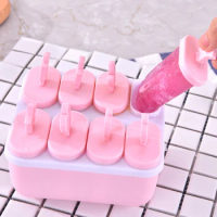 Ice Cream Popsicle Molds Tubs Cooking Tools Rectangle Shaped Reusable DIY Frozen Ice Cream Pop Baking Moulds Lolly Mold Mould