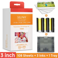 3 Inch Card Size Tray with for Canon Selphy CP1300 Paper Ink Set 56*84mm Compatible for CP1500 CP1200 CP910 CP900 Photo Printer