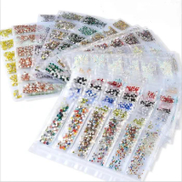 1 Pack Flatback Glass Nails Rhinestones Mixed Sizes ss3-SS10 Nail Art Decoration Stones Shiny Gems Manicure Accessories