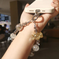 Mobile Phone Lanyard Wrist Rope Cat Palm Beaded Chain Short Pentagram Bag Beads Candy Beaded Chain Ccd Pendant Phone Case Strap