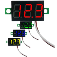 2 Wires Mini Digital Voltmeter LED Display 0.28 Inch DC Volt Meter DC 2.5V-40V Red/Blue/Yellow/Green Reverse Polarity Protection
