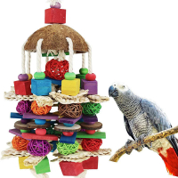ของเล่นเคี้ยวนกแก้วขนาดใหญ่,บล็อกไม้ธรรมชาติ,ลูกหวาย,ของเล่นฉีกขาด,กรงนก,ของเล่นกัดสำหรับ Macaws สีเทาแอฟริกัน atoos