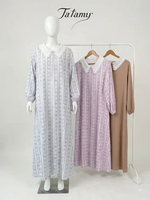 Tatamy - Long Dress - Sleepwear Rayon Lengan Panjang Dengan Kerah Renda Minimalis Elegan LD 105 Jumb