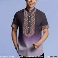 Baju Batik Lelaki Malaysia Hawaiian Shirt Men Malaysia Linen Cotton Shirt Men Malaysia Cuban Collar 