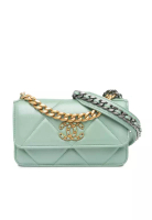 Chanel 二手 Chanel 19 號絎縫小羊皮鏈條錢包