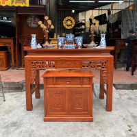Bàn thờ gia tiên chạm sen gỗ hương đá BTC 020 - Đồ gỗ Ngọc Tú