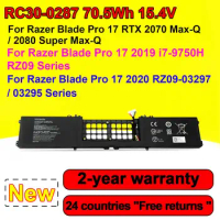 RC30-0287 For Razer Blade Pro 17 2019 2020 i7-9750H RZ09-03297 RZ09-03295 RTX 2070 Max-Q Laptop Battery 15.4V 70.5Wh 4583mAh