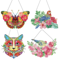 New Diamond Painting Hanging Painting Diy Cat Butterfly Bird Wreath Diamond Painting Cross Stitch Home Decoration Painting Gift