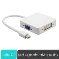 by dhl or ems 200 pcs 3 in 1 Thunderbolt Mini Displayport to DP DVI HDMI Adapter Cable For MAC pro AIR