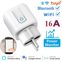 ปลั๊กไฟมาตรฐานยุโรป Tuya WiFi อัจฉริยะ 16A/20A พร้อมฟังก์ชันตรวจสอบพลังงานและตั้งเวลา รองรับระบบบ้าน
