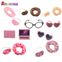 18 Inch American Doll U Shaped Pillow Eye Mask Glasses Mini Imitation Folded Notebook For 43Cm New Baby Born Toys Accessories