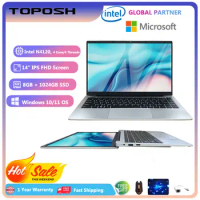 TOPOSH Home Laptop Intel N4120 4 Core 14 Inch 8GB RAM 512GB 1TB SSD Lightweight Student Computer Portable PC Notebook FHD