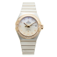 OMEGA 歐米茄 星座系列 同軸擒縱玫瑰金波紋 女腕錶x珍珠貝x27mm(123.25.27.20.55.006)