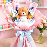 Buket Wisuda Boneka bunga artifisial pink