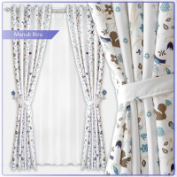 Gorden Jendela Smokring Motif Manuk Biru
