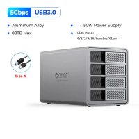 ORICO Aluminum 4 bay 3.5" Hard Drive Enclosure With RAID & 150W Power (Support 22TB HDD) [9848RU3]