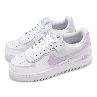 【NIKE 耐吉】休閒鞋 Wmns AF1 Shadow 女鞋 白 紫 拼接 解構 小白鞋(FN6335-102)