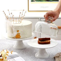 蛋糕托盤高腳面包展示托台帶蓋玻璃罩水果托盤下午茶點心蛋糕架子